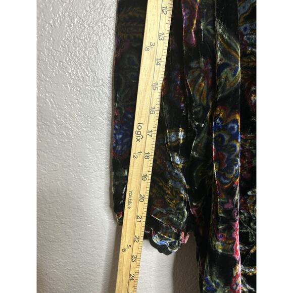 John Mark Floral Velvet Blouse Top Long Sleeve Black Women Size 2X - Picture 3 of 7